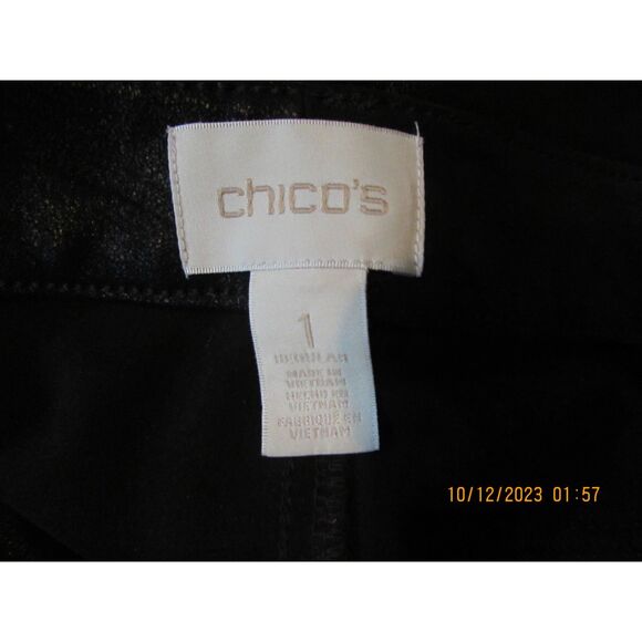CHICO'S FAUX SUEDE LEATHER PANTS BLACK SIZE 1 (M 8) STRETCH  SOFT STRAIGHT LEG - Picture 6 of 11